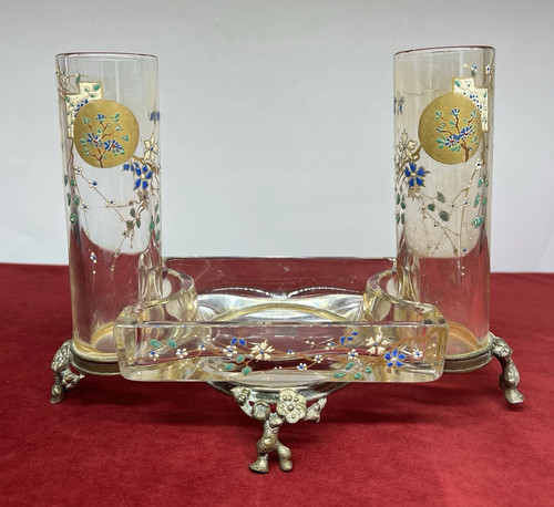 Baccarat enamelled glass vase - baccarat,