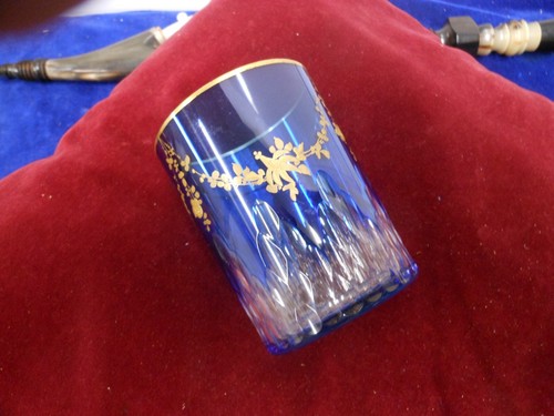 Tres rare gobelet cristal bleu - cristal,