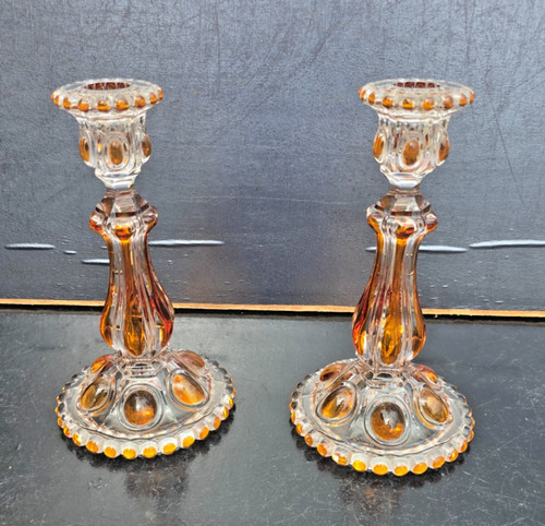 Paire bougeoirs cristal - de, en